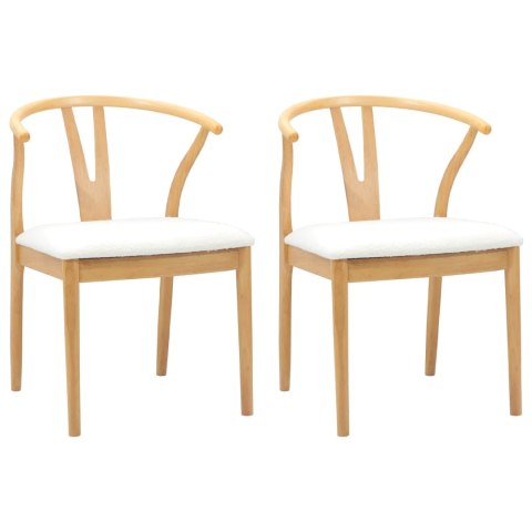 VidaXL Krzesło jadalniane 2 pcs Naturalny i jasny Drewno Gumowe