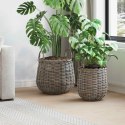 VidaXL Kosz na rośliny z przechowywaniem 2 pcs Szary Rattan Lacak