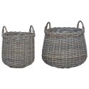VidaXL Kosz na rośliny z przechowywaniem 2 pcs Szary Rattan Lacak