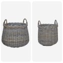 VidaXL Kosz na rośliny z przechowywaniem 2 pcs Szary Rattan Lacak