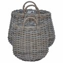 VidaXL Kosz na rośliny z przechowywaniem 2 pcs Szary Rattan Lacak