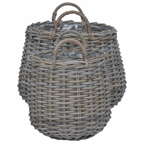 VidaXL Kosz na rośliny z przechowywaniem 2 pcs Szary Rattan Lacak