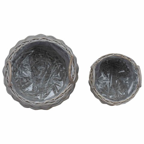 VidaXL Kosz na rośliny z przechowywaniem 2 pcs Szary Rattan Lacak