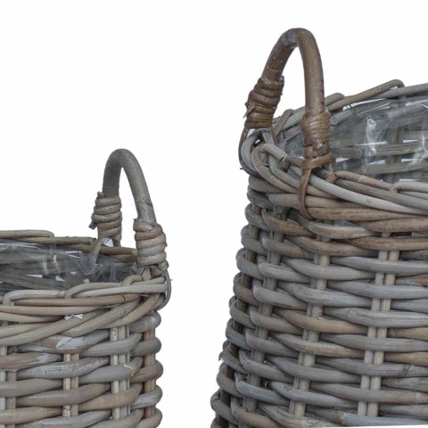 VidaXL Kosz na rośliny z przechowywaniem 2 pcs Szary Rattan Lacak