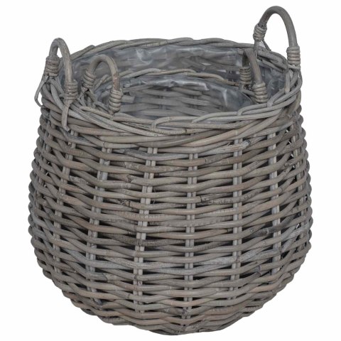 VidaXL Kosz na rośliny z przechowywaniem 2 pcs Szary Rattan Lacak