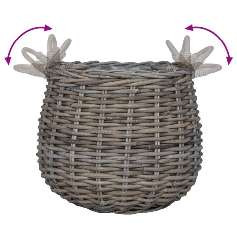 VidaXL Kosz na rośliny z przechowywaniem 2 pcs Szary Rattan Lacak