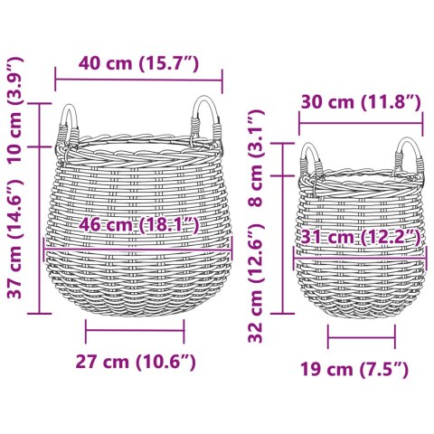 VidaXL Kosz na rośliny z przechowywaniem 2 pcs Szary Rattan Lacak