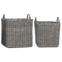 VidaXL Kosz na rośliny z przechowywaniem 2 pcs Szary Rattan Lacak