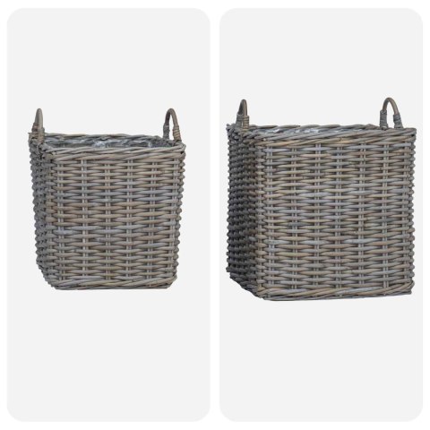 VidaXL Kosz na rośliny z przechowywaniem 2 pcs Szary Rattan Lacak