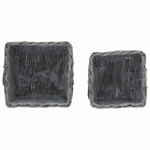 VidaXL Kosz na rośliny z przechowywaniem 2 pcs Szary Rattan Lacak