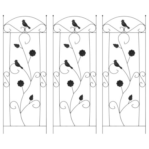 VidaXL Ogrodzenie Ogrodowe 3 pcs Czarny 110 x 40 cm Stal