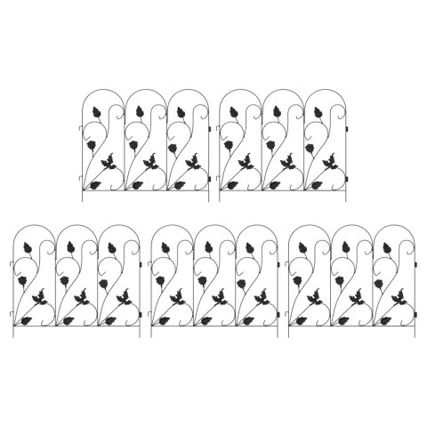 VidaXL Ogrodzenie Ogrodowe 5 pcs Czarny Stal