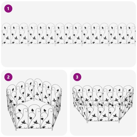 VidaXL Ogrodzenie Ogrodowe 5 pcs Czarny Stal