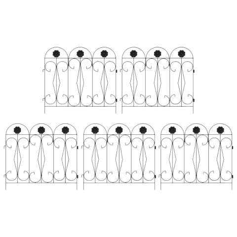VidaXL Ogrodzenie Ogrodowe 5 pcs Czarny Stal