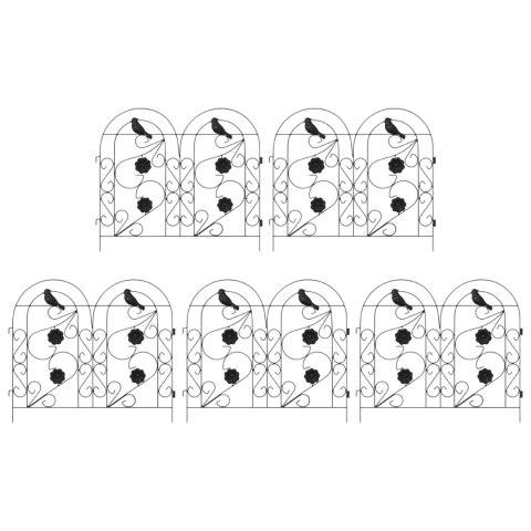 VidaXL Ogrodzenie Ogrodowe 5 pcs Czarny Stal