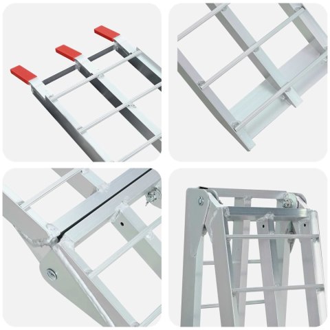 VidaXL Rampa Motocyklowa Srebrny 180 x 28 x 5 cm Aluminium