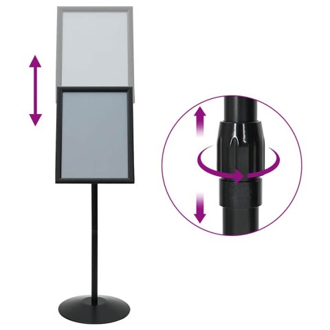STOJAK NA PLAKATY SREBRNY A3 PVC I STAL