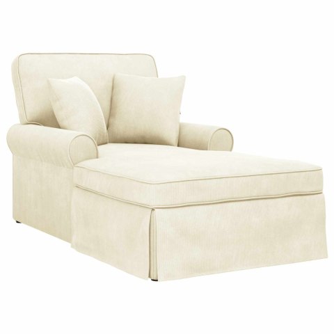 VidaXL Chaise Lounge z Fartuszkiem 3 pcs Kremowy Tkanina sztruksowa