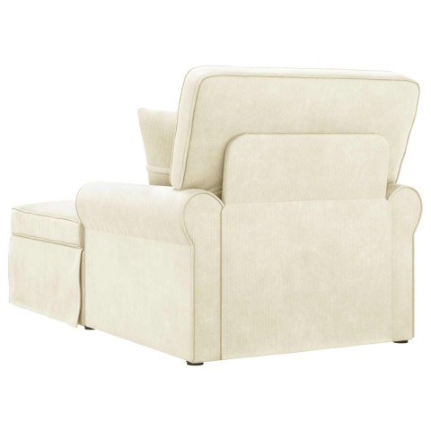 VidaXL Chaise Lounge z Fartuszkiem 3 pcs Kremowy Tkanina sztruksowa