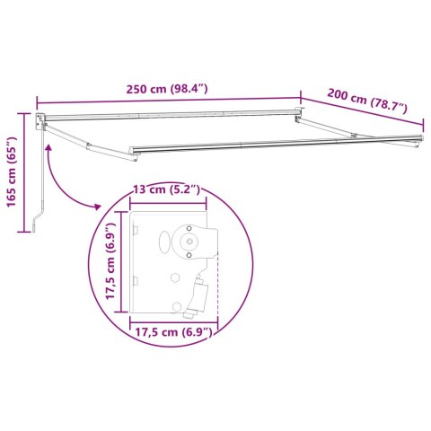 VidaXL Ręczna markiza chowana Biały 2,5 x 2 m Aluminium