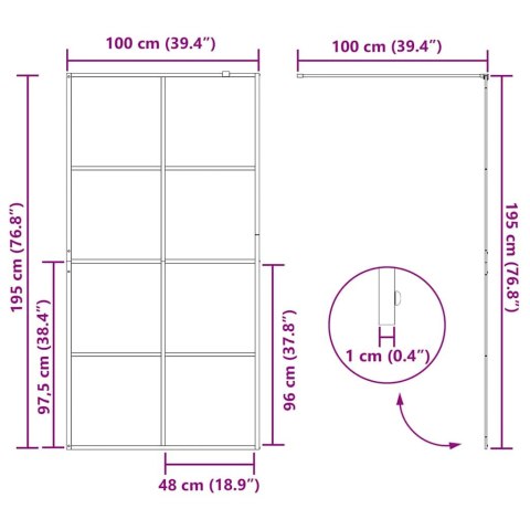 VidaXL Ściana prysznicowa typu walk-in złoty 100 x 195 cm