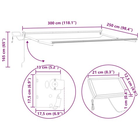 VidaXL Elektryczna rama markizy składanej Antracyt 3 x 2,5 m Aluminium