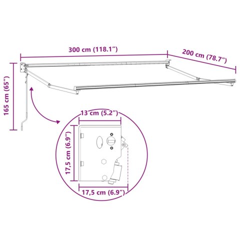 VidaXL Elektryczna rama markizy składanej Antracyt 3 x 2 m Aluminium