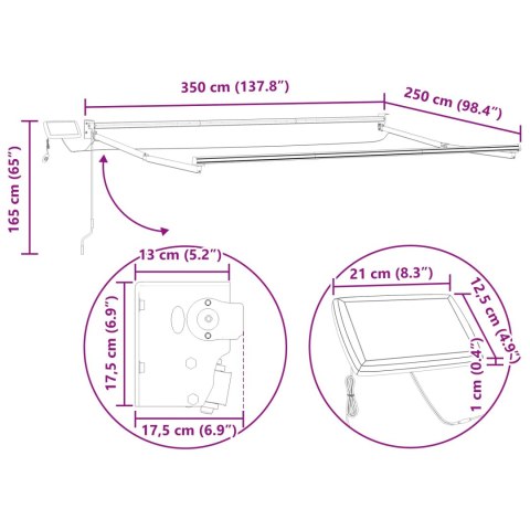 VidaXL Elektryczna rama markizy składanej Antracyt 3,5 x 2,5 m