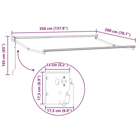 VidaXL Elektryczna rama markizy składanej Antracyt 3,5 x 2 m Aluminium