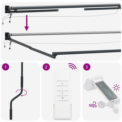 VidaXL Elektryczna rama markizy składanej Antracyt 4 × 3 m Aluminium