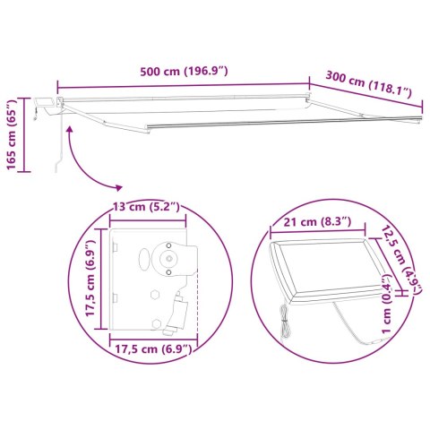 VidaXL Elektryczna rama markizy składanej Biały 5 x 3 m Aluminium