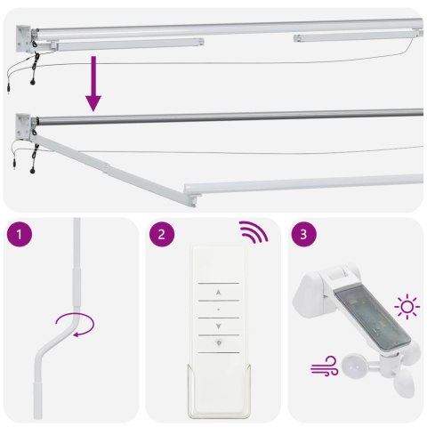 VidaXL Elektryczna rama markizy składanej Biały 5 x 3 m Aluminium