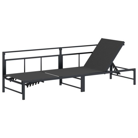 VidaXL Leżak Czarny 200 x 62 x 59,5 cm Textilene
