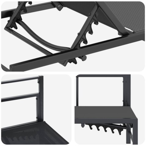 VidaXL Leżak Czarny 200 x 62 x 59,5 cm Textilene