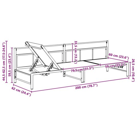 VidaXL Leżak Czarny 200 x 62 x 59,5 cm Textilene