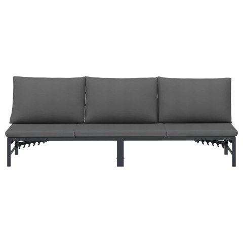 VidaXL Leżak słoneczny dla 3 osób Czarny 200 x 62 x 59,5 cm Textilene