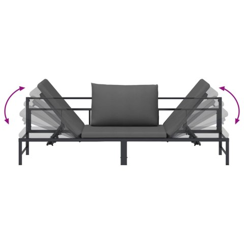 VidaXL Leżak słoneczny dla 3 osób Czarny 200 x 62 x 59,5 cm Textilene