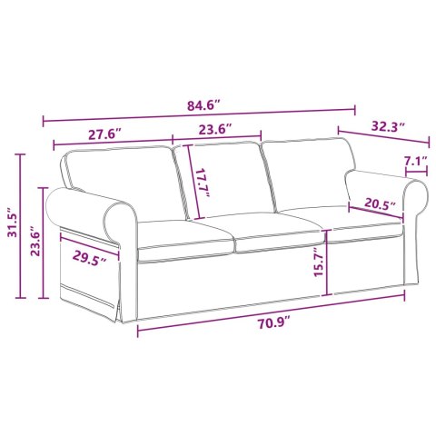 VidaXL Sofa Ciemnoszary 215 x 82 x 80 cm tkanina