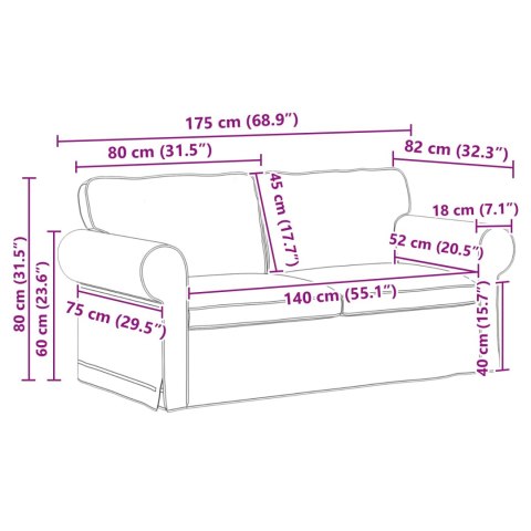 VidaXL Sofa Czarny 175 x 82 x 80 cm tkanina