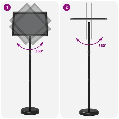 VidaXL Stoiska na targi Czarny 25 x 25 x 125 cm Aluminium