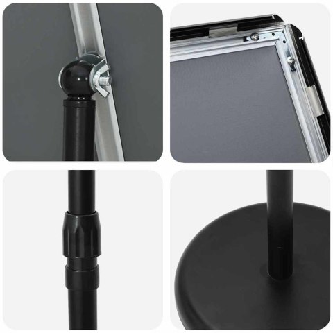 VidaXL Stoiska na targi Czarny 25 x 25 x 125 cm Aluminium