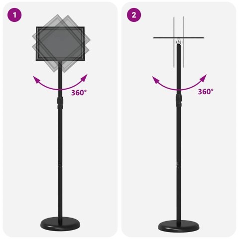 VidaXL Stoiska na targi Czarny 25 x 25 x 125 cm Aluminium