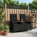 LEŻANKA Z STOLIKIEM CZARNY 126X65X112CM POLIRATTAN