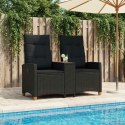 LEŻANKA Z STOLIKIEM CZARNY 126X65X112CM POLIRATTAN