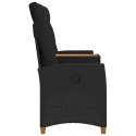 LEŻANKA Z STOLIKIEM CZARNY 126X65X112CM POLIRATTAN