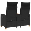 LEŻANKA Z STOLIKIEM CZARNY 126X65X112CM POLIRATTAN