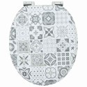 DESKA TOALETOWA Z SAMOODBLOKOWANIEM NIEBIESKA I BIAŁA PORCELANA