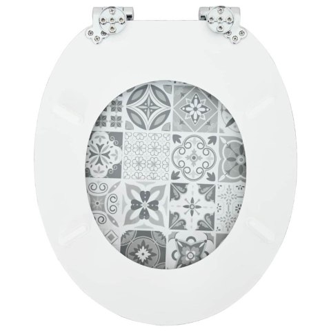 DESKA TOALETOWA Z SAMOODBLOKOWANIEM NIEBIESKA I BIAŁA PORCELANA