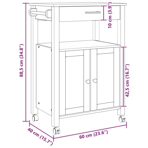 VidaXL Wózek Kuchenny MONZA Czarny 60 x 40 x 88,5 cm