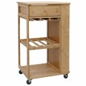 VidaXL Wózek kuchenny z kółkami Naturalny 47,5 x 36 x 83 cm Bambus